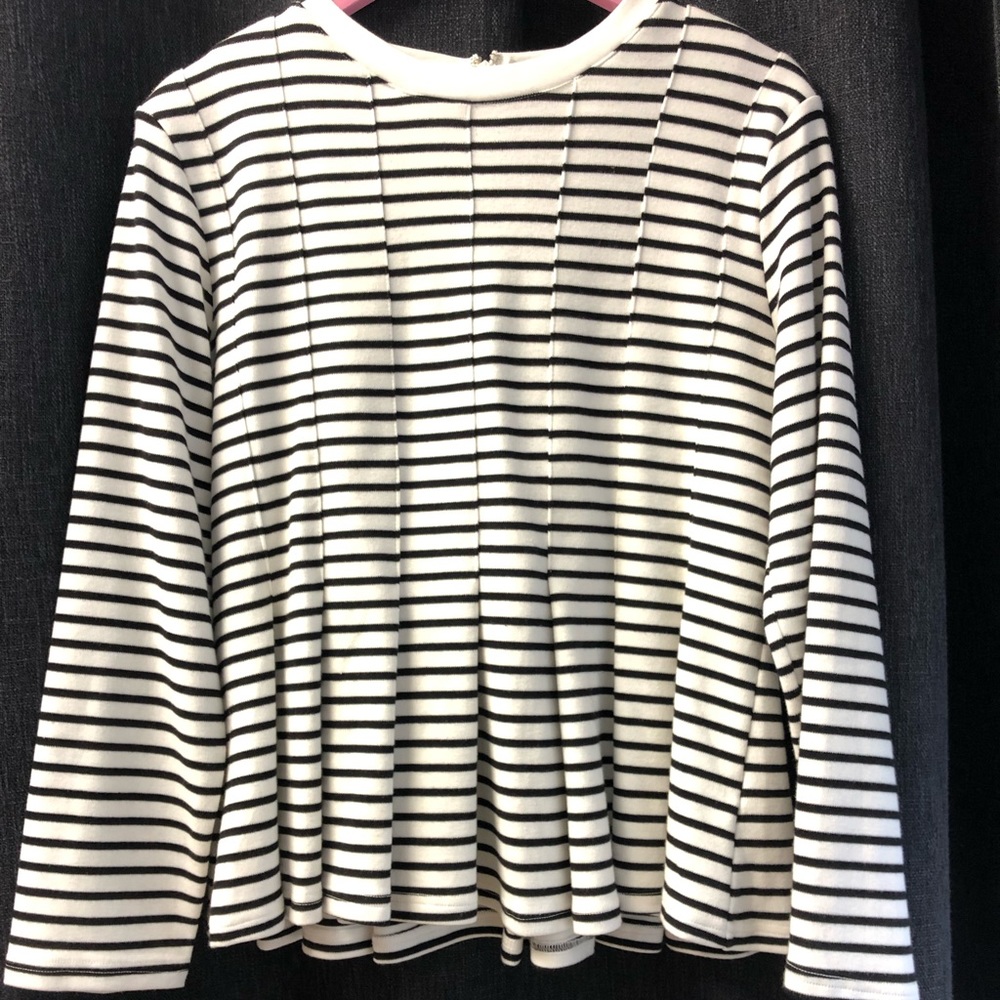 Stripe top with pleated bottoms